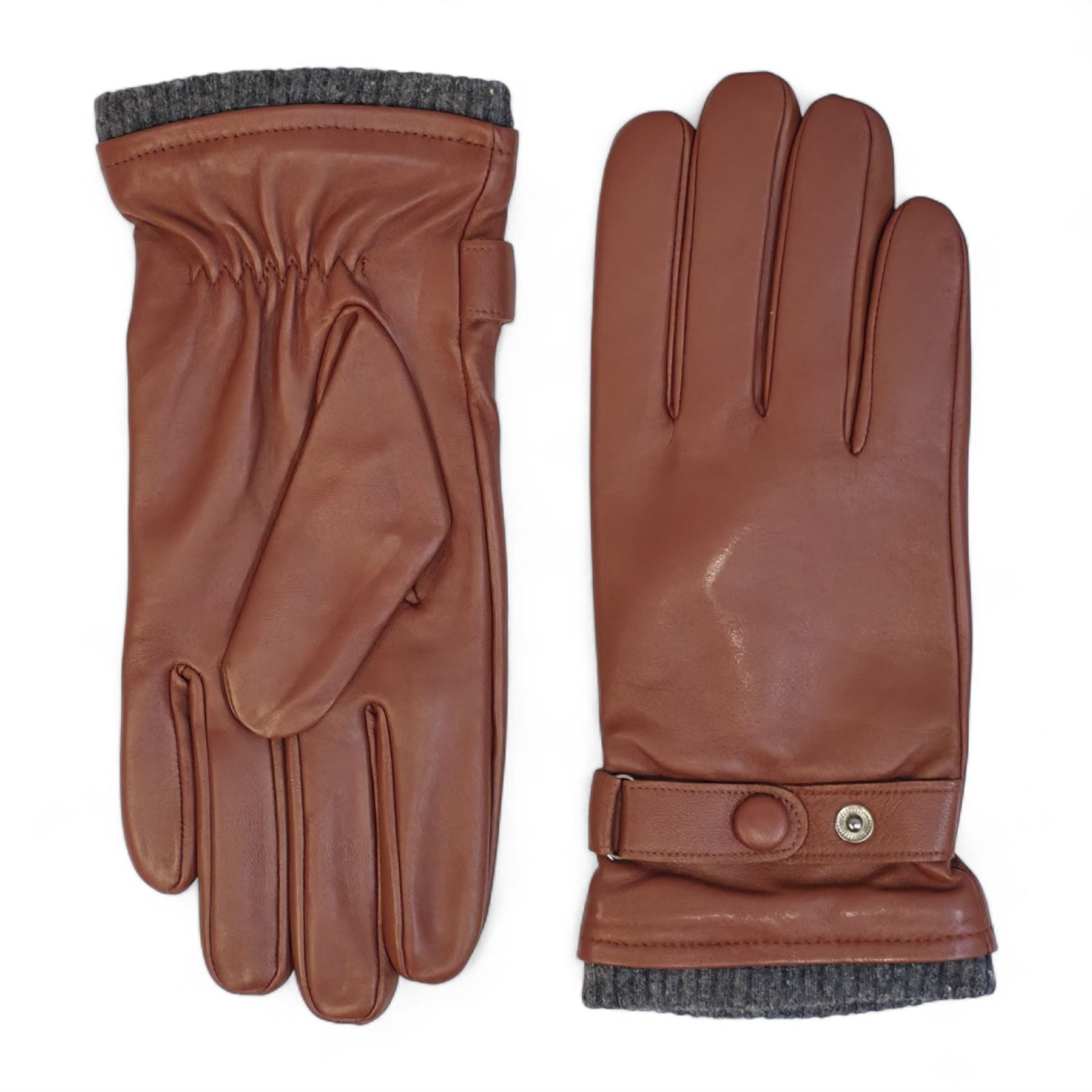 Men’s Genuine Leather Ribbed Knit Cuff Gloves