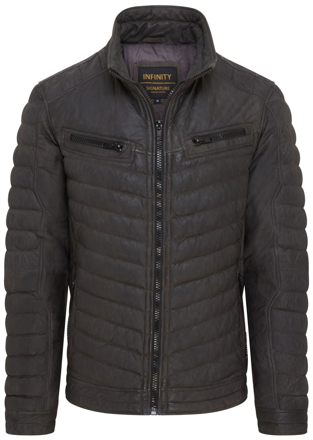 Men's Quilted Puffer Soft Napa Leather Jacket