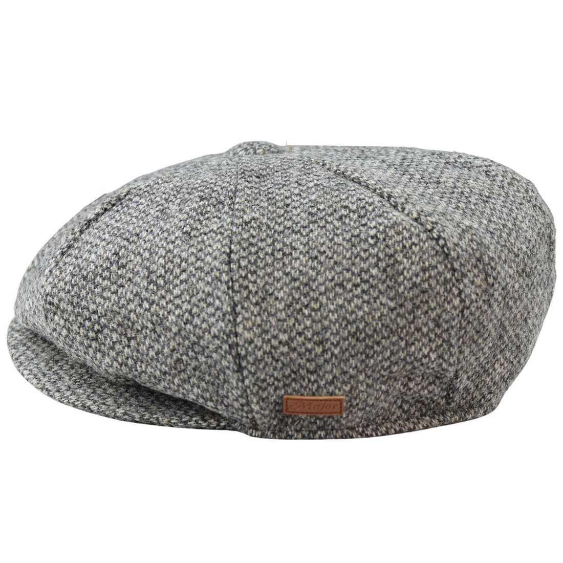 Mens 8 Panel Baker Boy Cap Shelby Hat Wool VIntage Tweed Classic Light Grey Razor - Knighthood Store