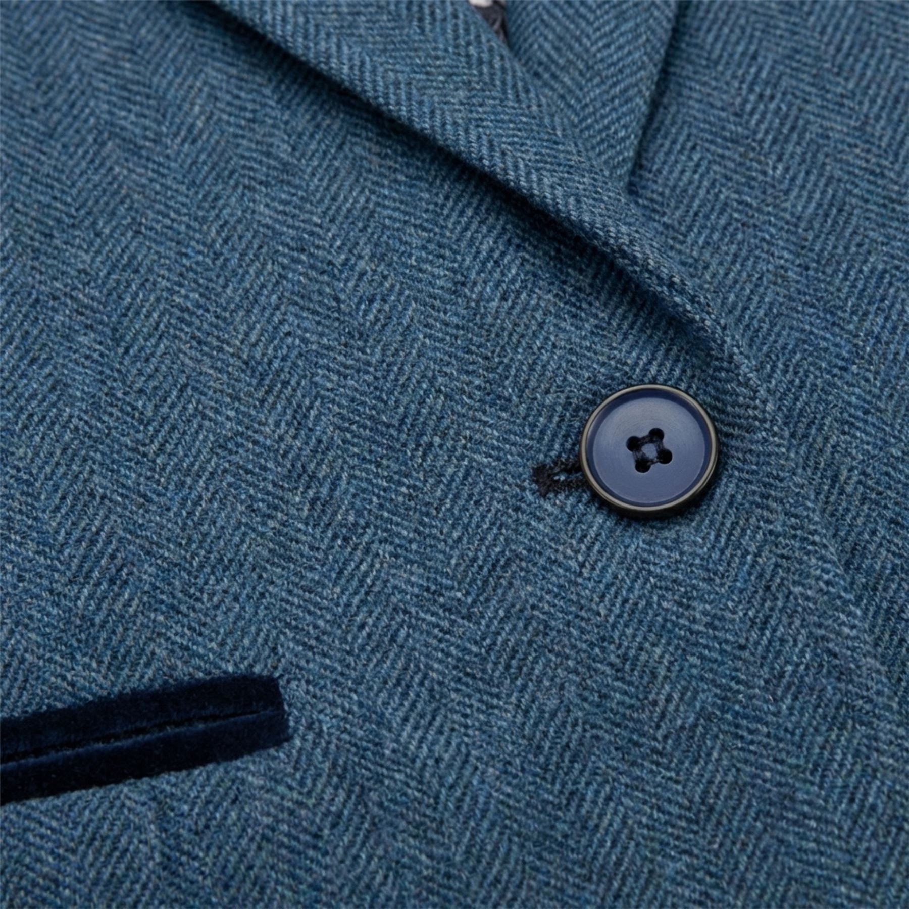 IMW-01 - Women's Blue Tweed Herringbone Blazer Waistcoat