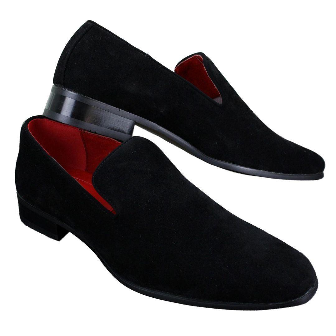 Mens Slip On Suede Driving Loafers Shoes Leather Smart Casual Red Blue Black - Knighthood Store