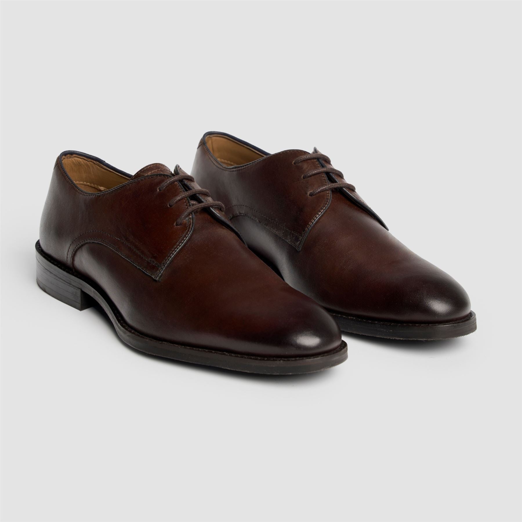 Taylor - Men's Chocolate Brown Leather Classic Derby Shoes