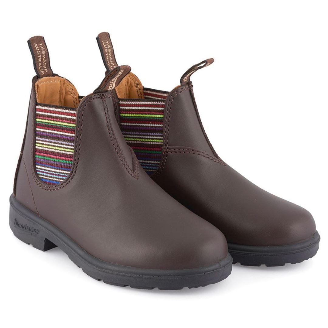 Blundstone 1413 Kids Unisex Brown Leather Boots Rainbow Colours Ankle Boots - Knighthood Store