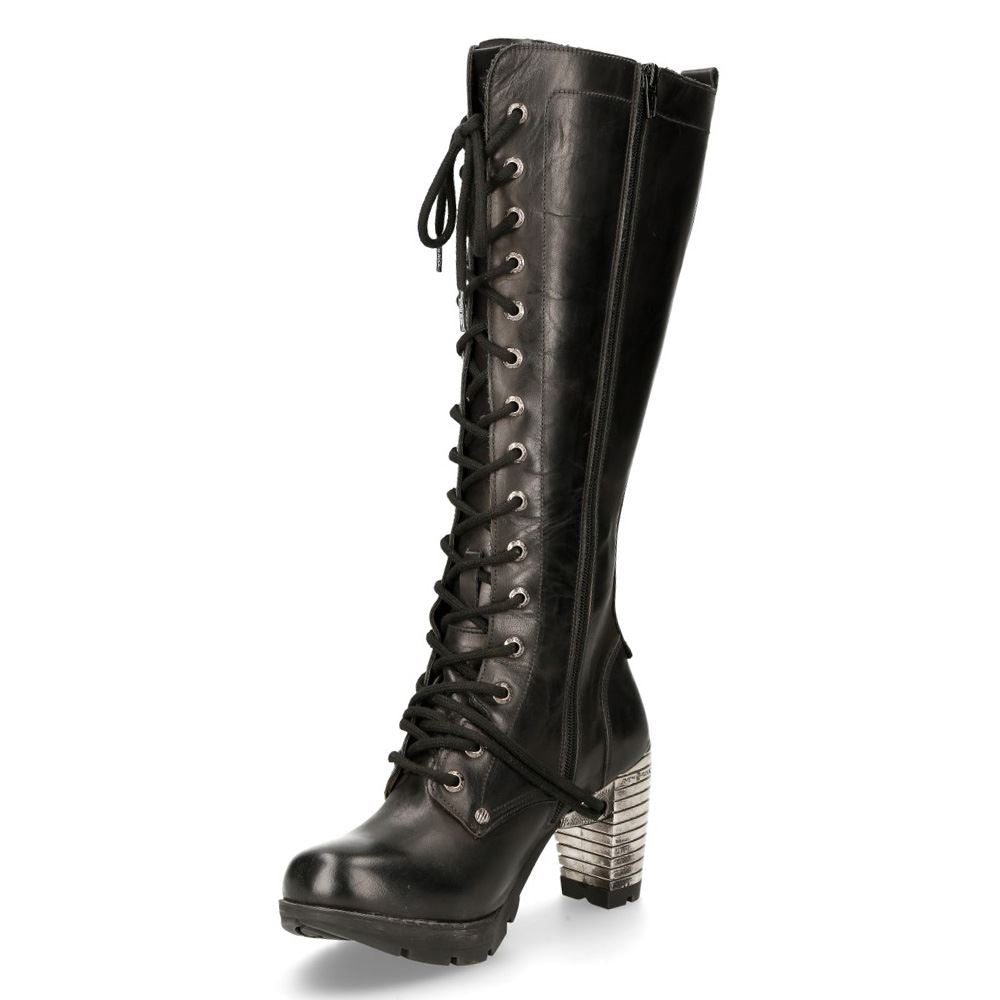 New Rock TR005-S1 Ladies Knee High Black High Heeled Boots