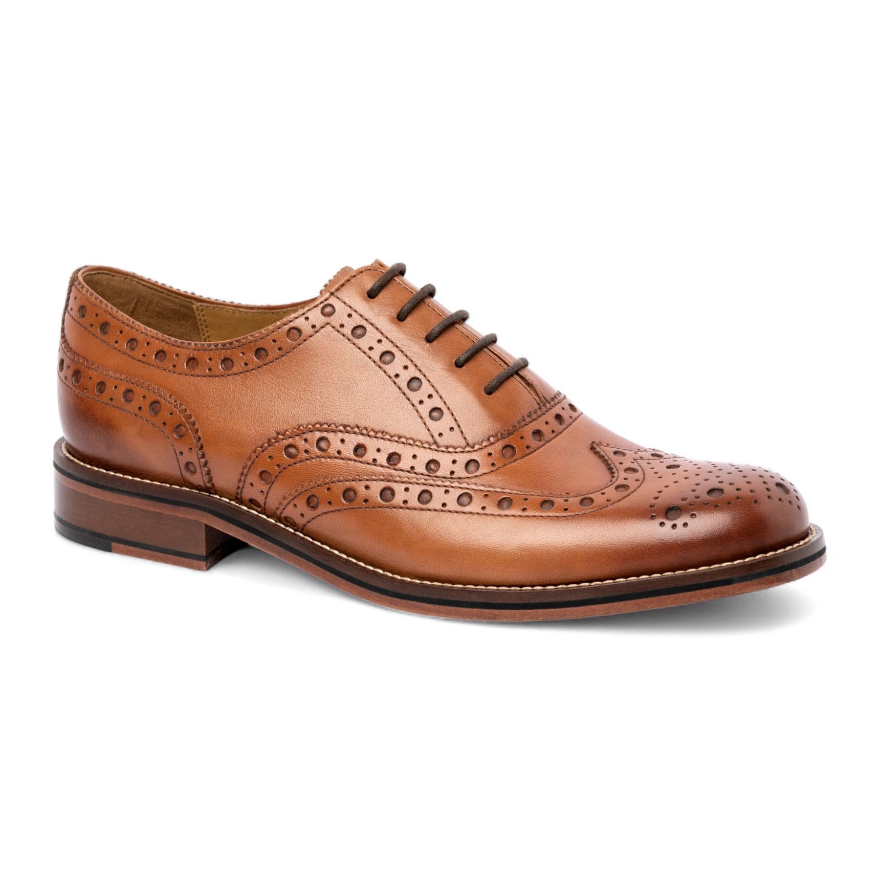Men's Tan Brown Leather Wingtip Brogue Oxford Office Shoes
