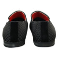 Mens Textured Slip On Black Blue Check Shoes Smart Casual Formal Italian Design - Knighthood Store