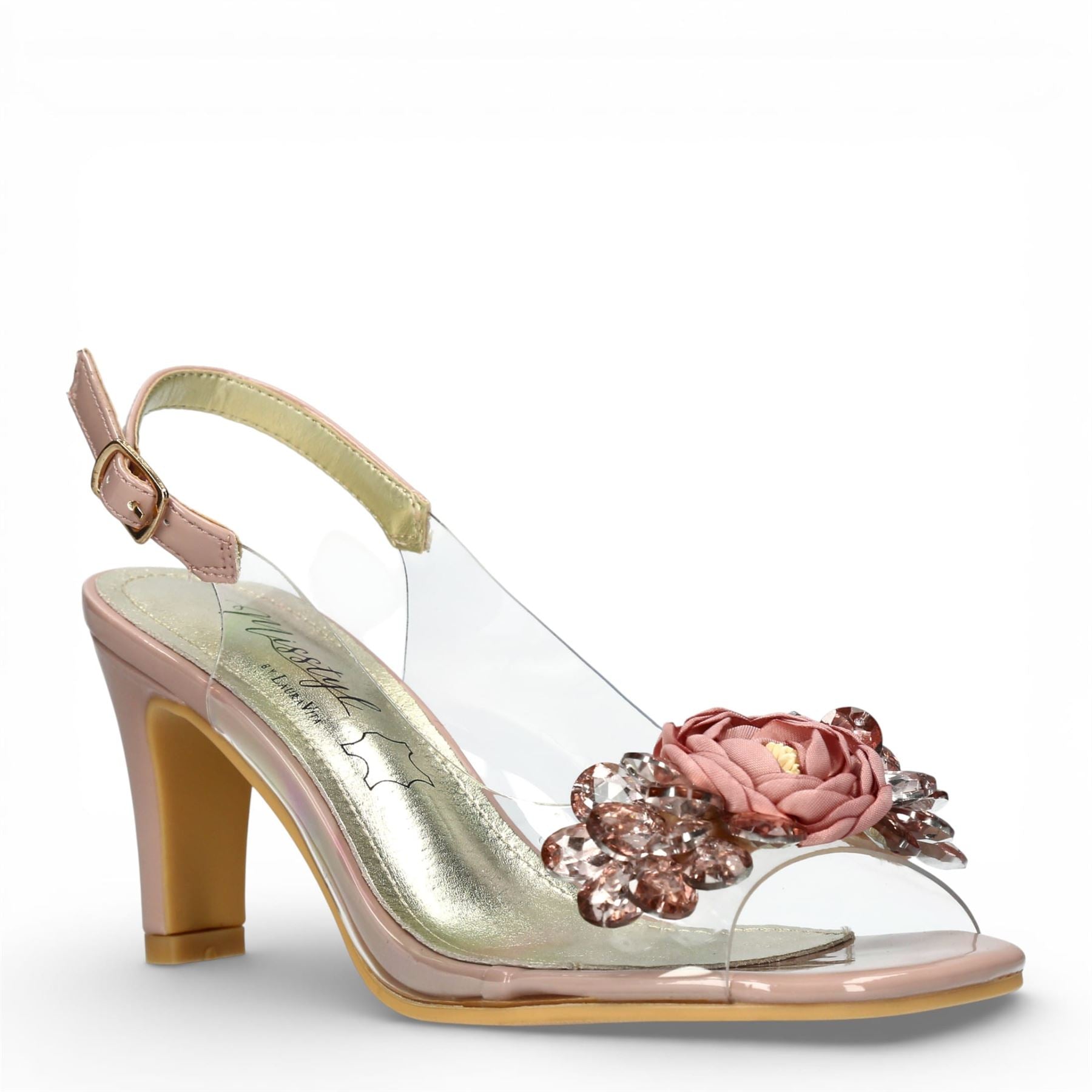 Mira 05 - Women’s Clear Rose Pink Slip-On Heel Sandals