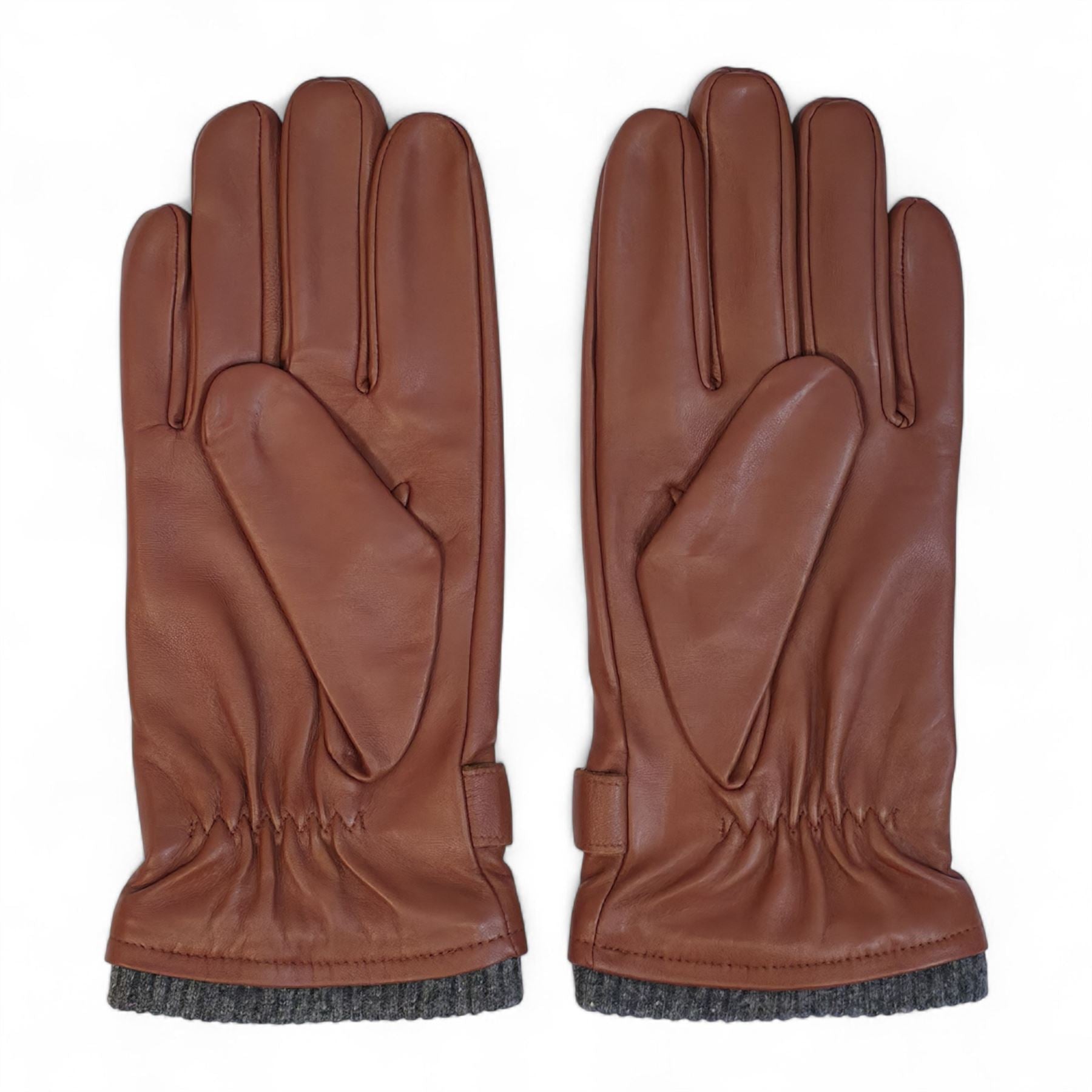 Men’s Genuine Leather Ribbed Knit Cuff Gloves