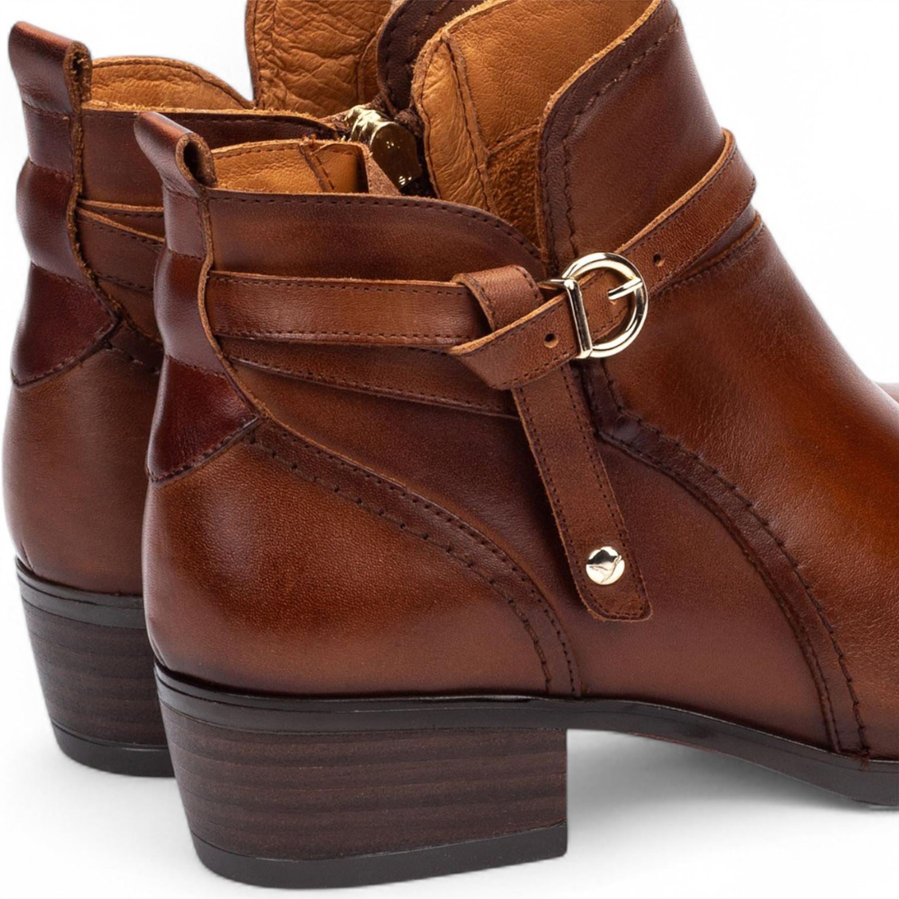 Daroca - Women’s Brown Leather Bootie Heeled Biker Boots