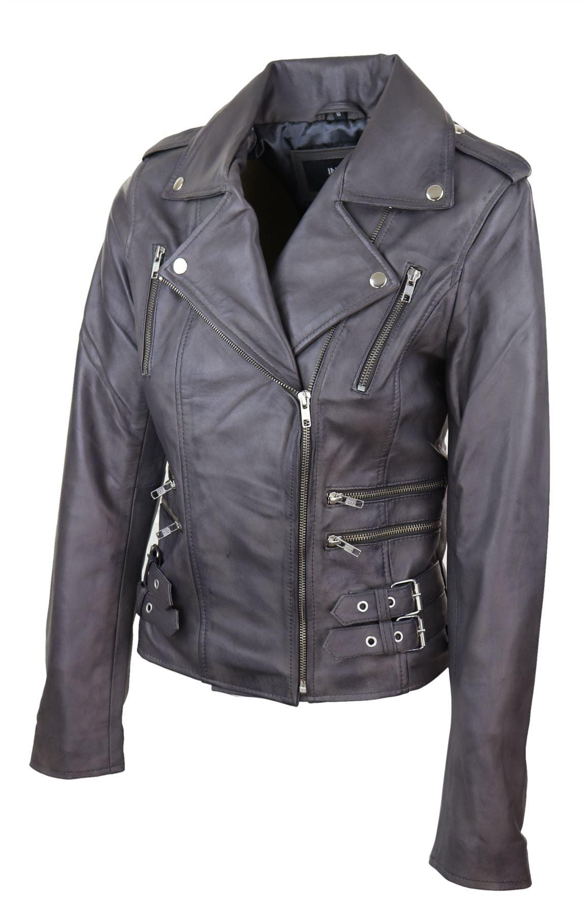 Womens Ladies Real Soft Leather Racing Style Biker Jacket - Knighthood Store