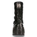 New Rock 373-S2 Metallic Black Leather Neptuno Platform Gothic Boots Buckle - Knighthood Store