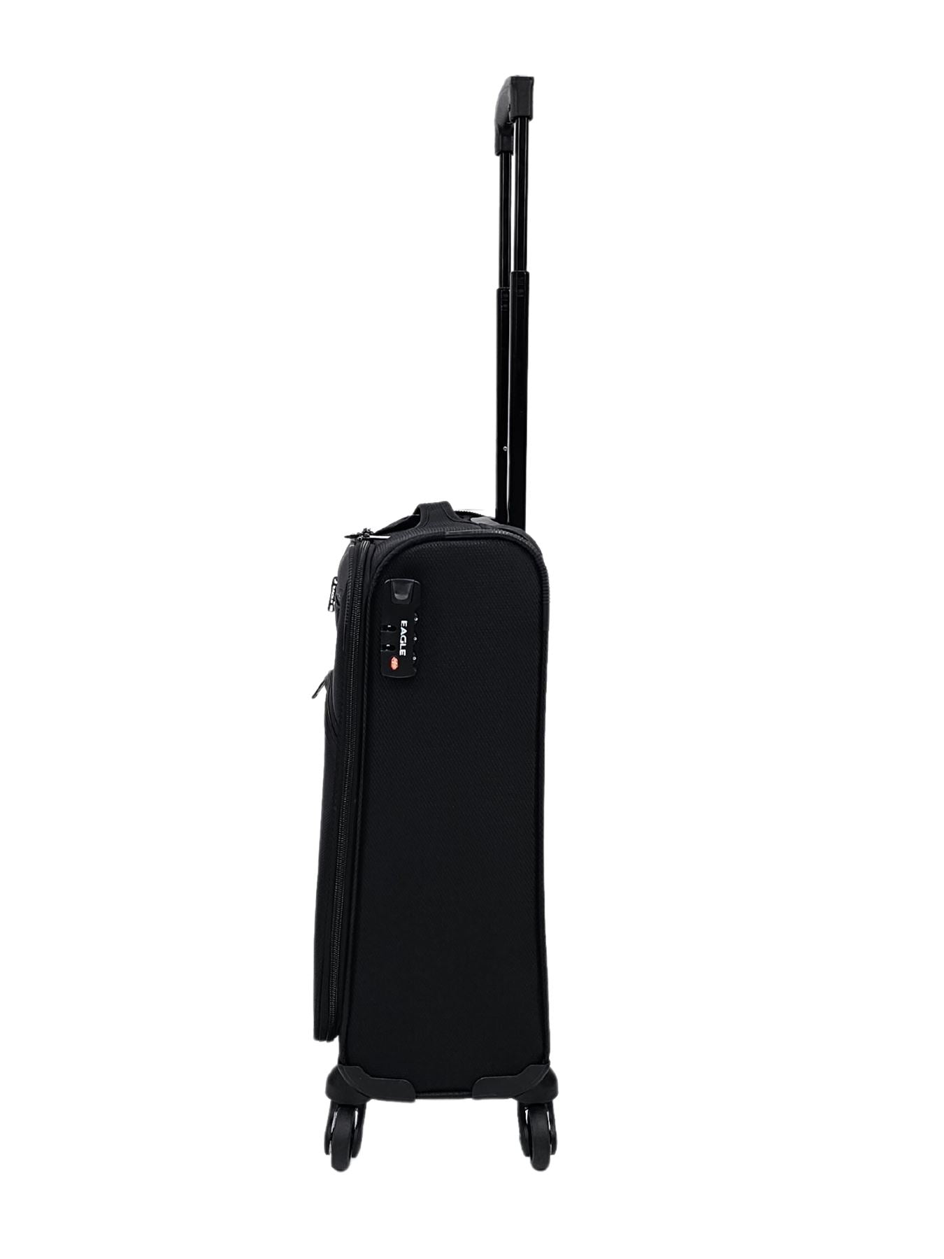 Soft Case Suitcase 4 Wheels Cabin Check In Hand Luggage Trolley Pin Combination Zipped Compartments