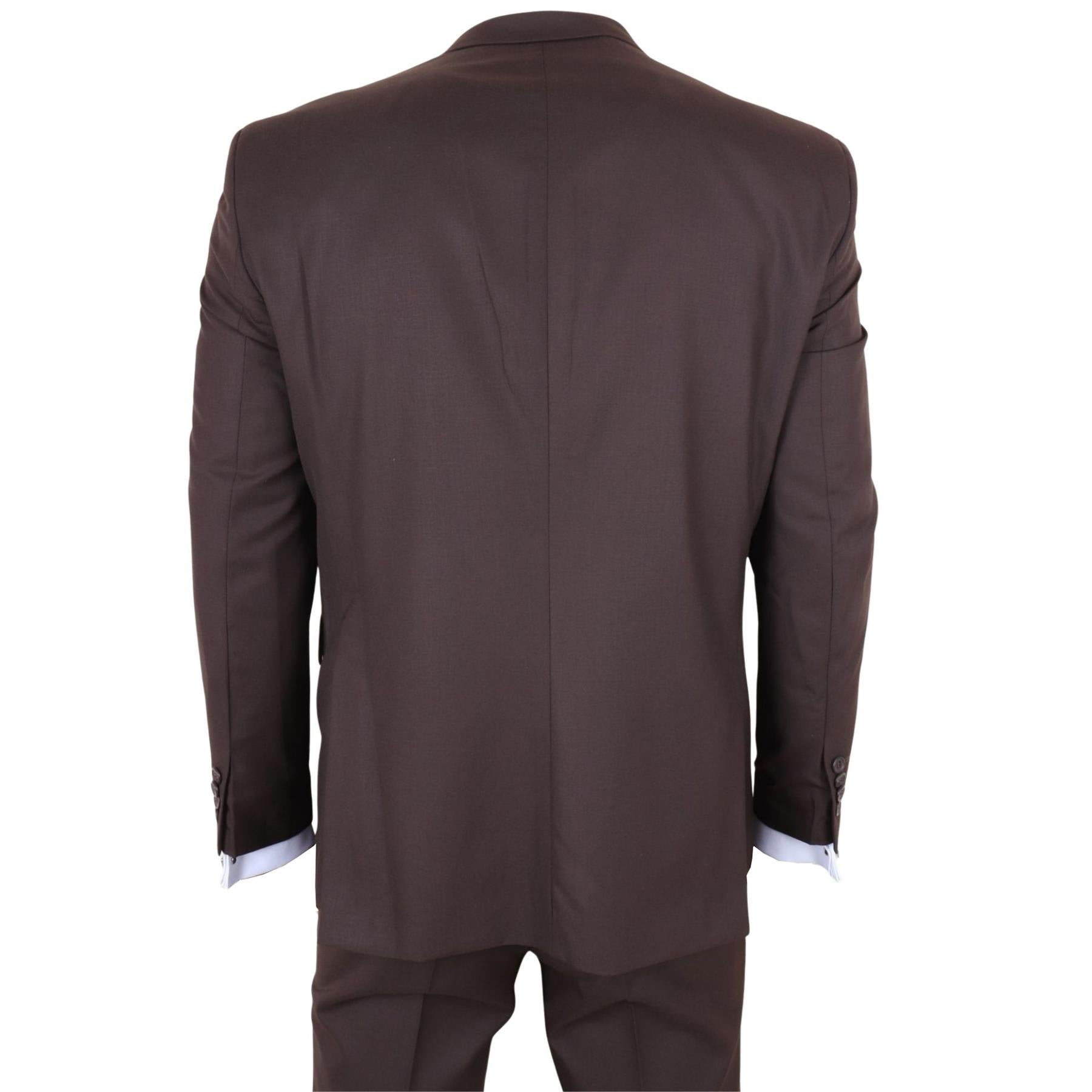 IM32 - Men's Plain Dark Brown 3 Piece Suit