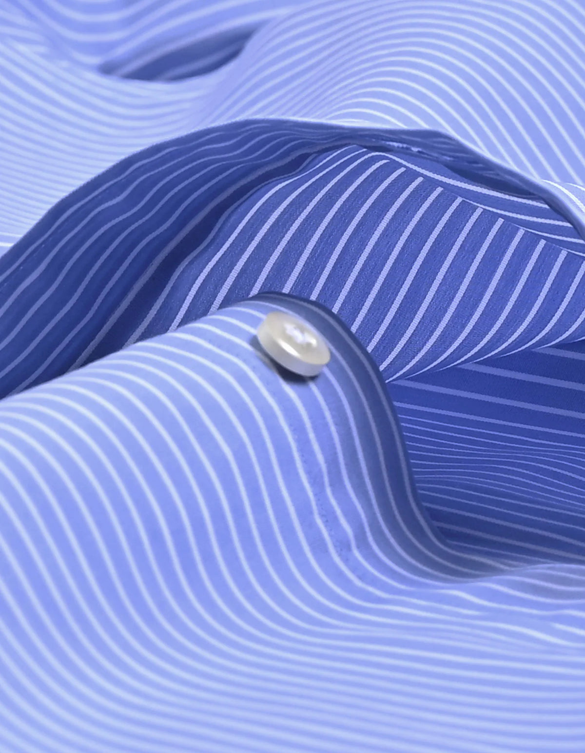 Men's Striped Contrast Collar Sky Formal Shirt