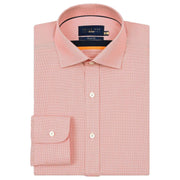 Men's Coral Pink Checkered Formal Shirt