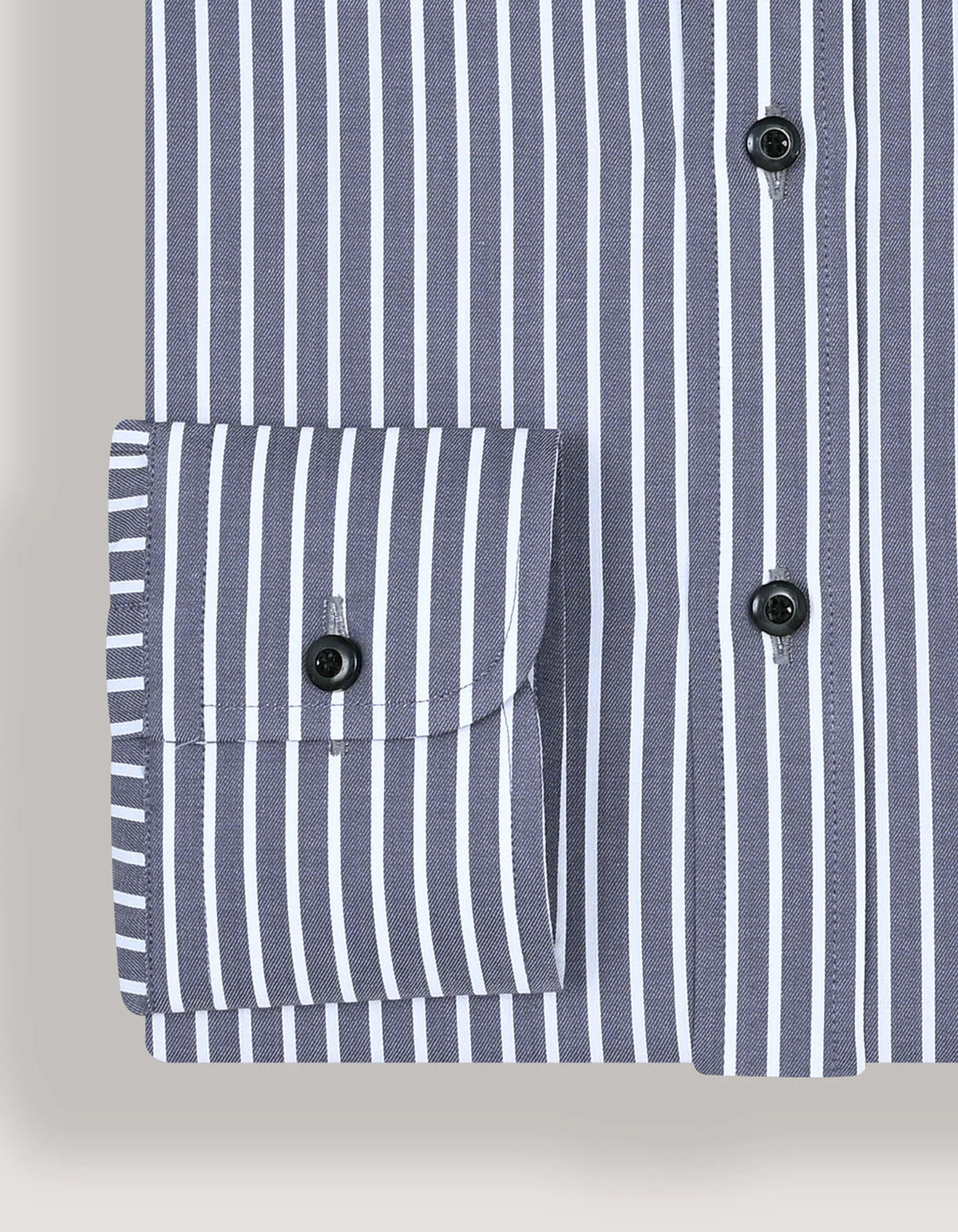 Men's Grey and White Striped Cotton Shirt