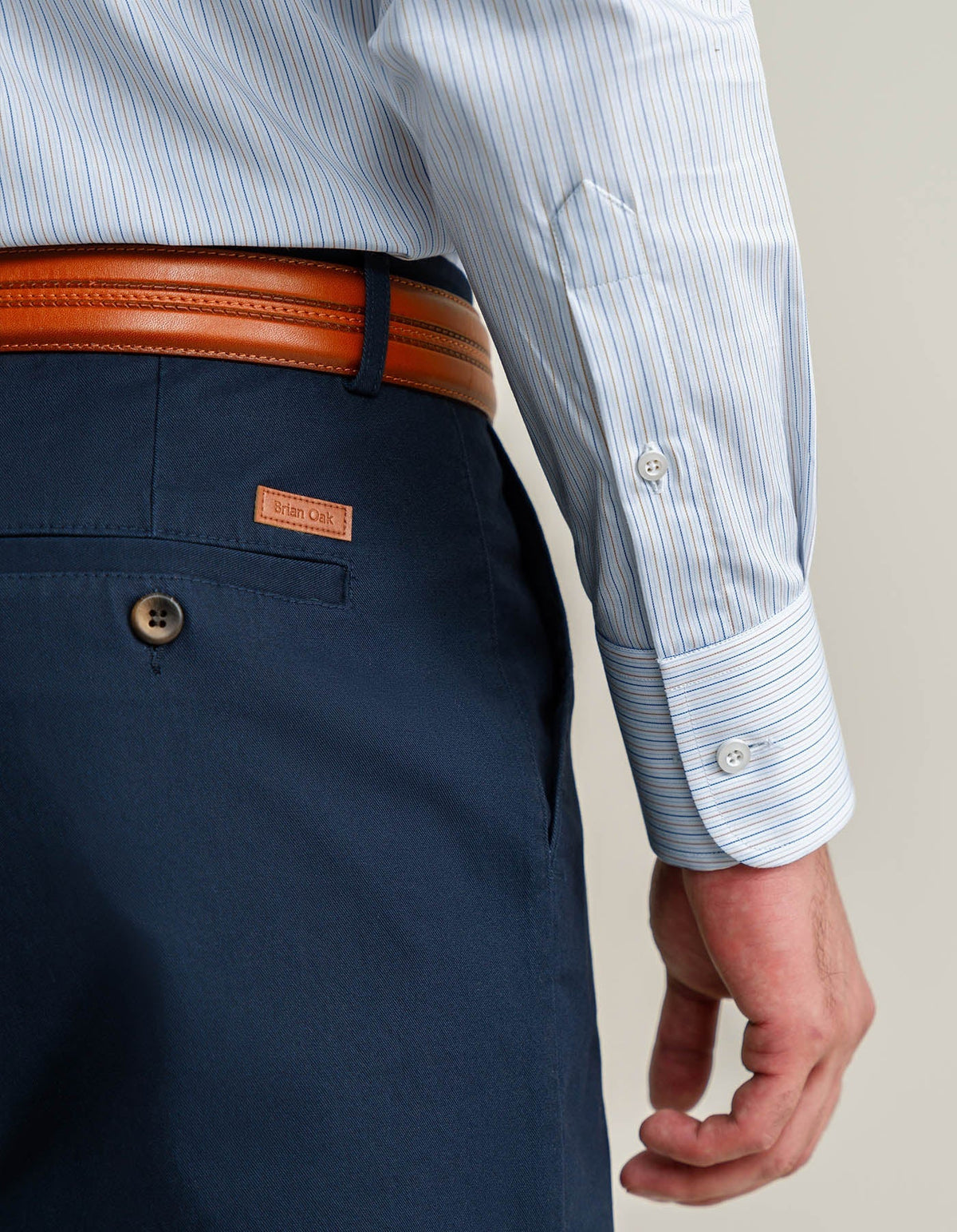 Men's Striped Cotton Dress Shirt – Blue and Mustard