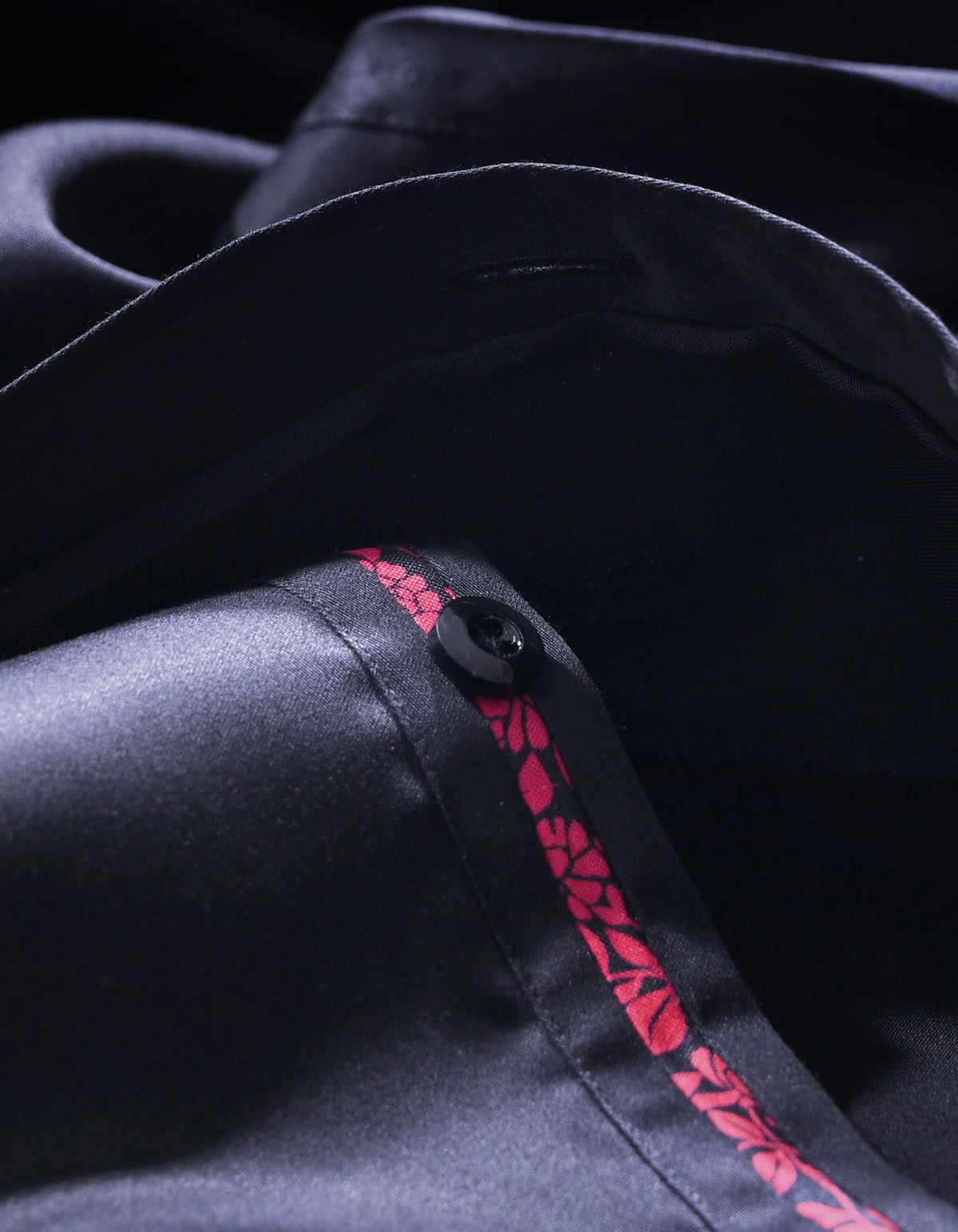 Men's Black Satin Designer Dress Shirt