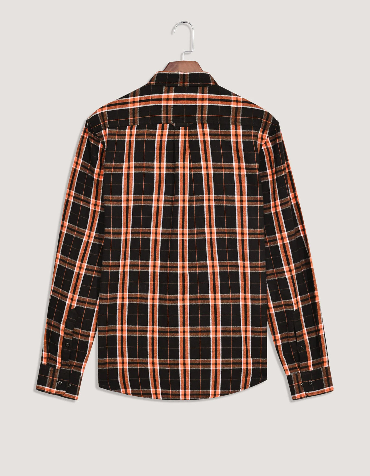 Men's Black and Rust Check Flannel Shirt