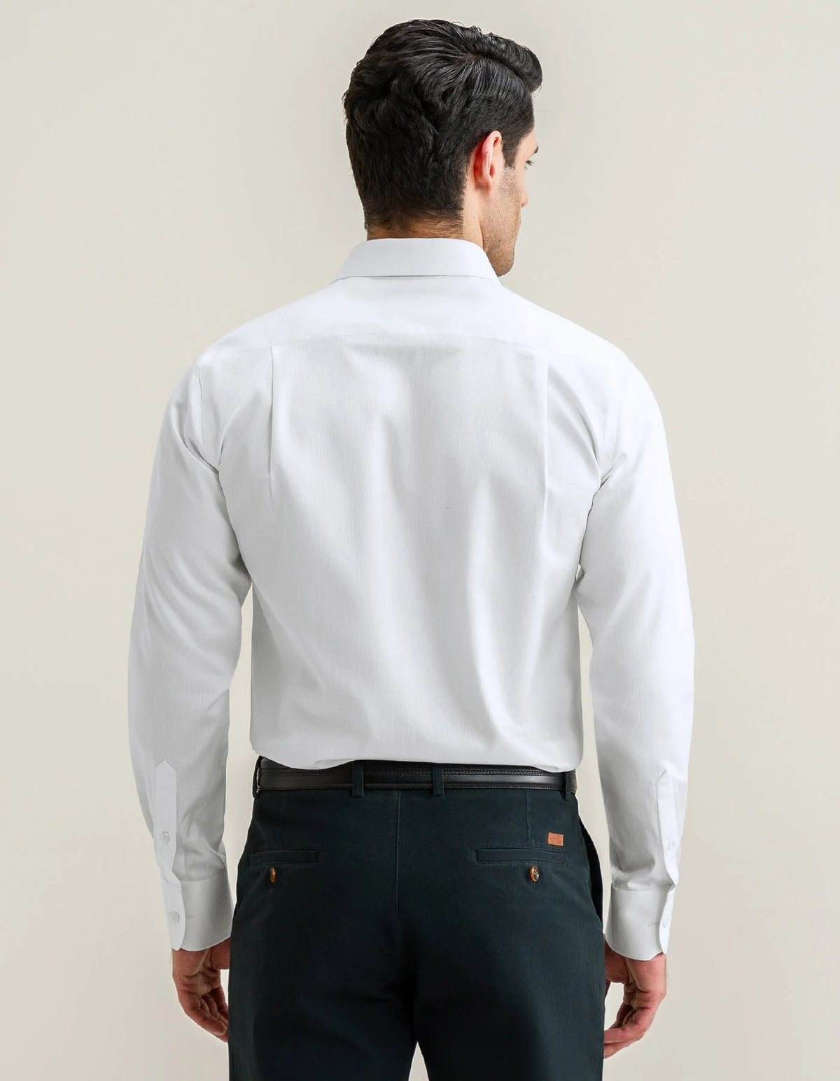 Men's Easy Care Textured White Dress Shirt