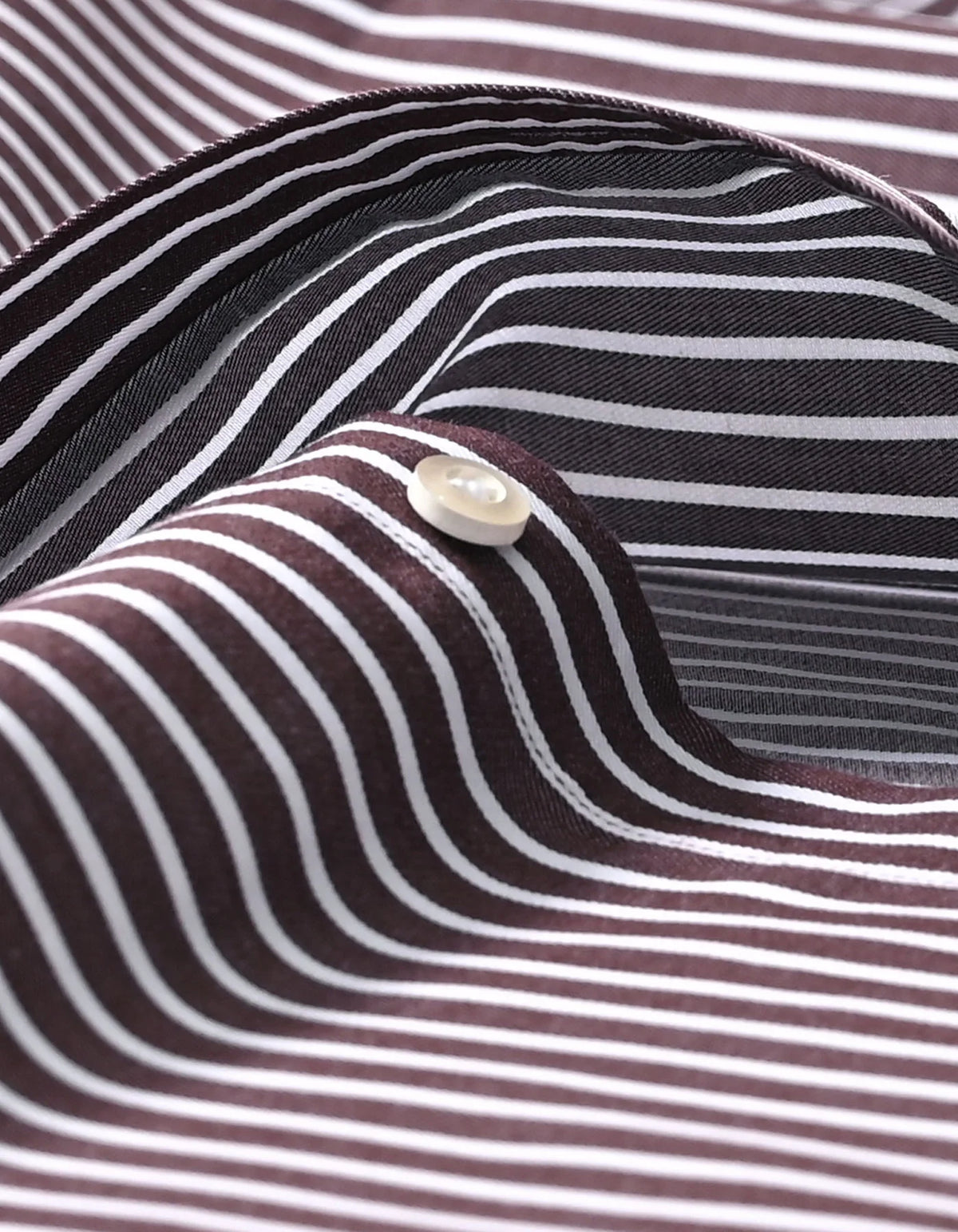 Men's Contrast Collar Striped Brown Formal Shirt