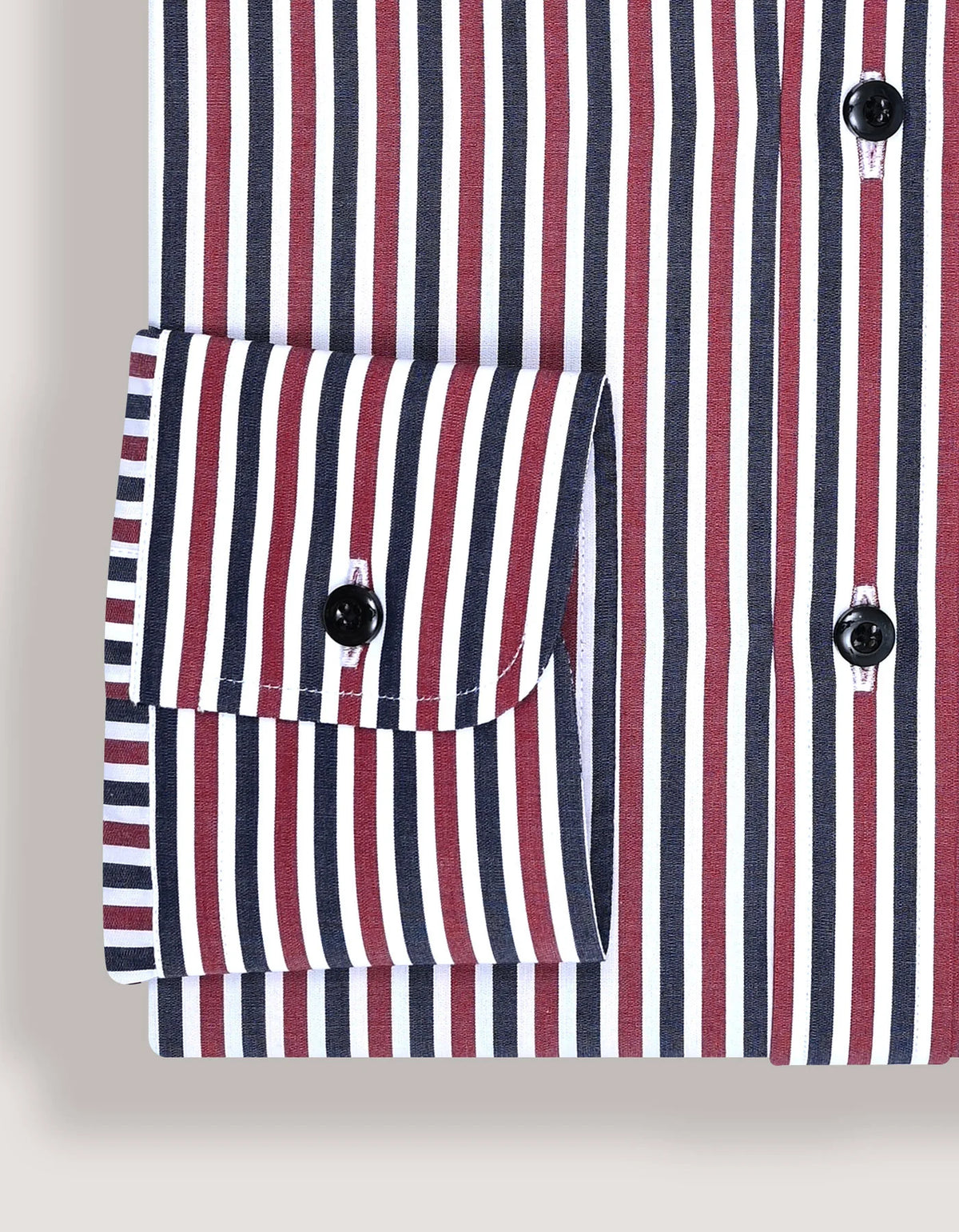 Men's Maroon Striped Cotton Dress Shirt