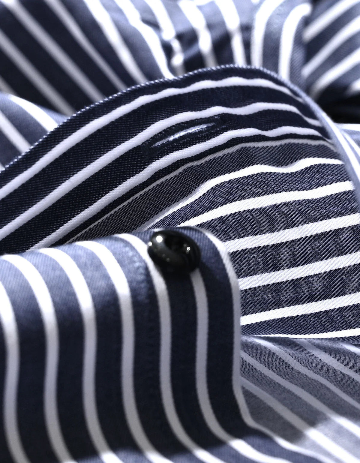 Men's Navy Striped Cotton Dress Shirt