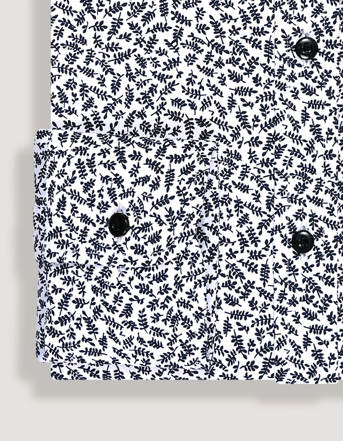 Men's White Formal Shirt with Monochrome Leaf Print