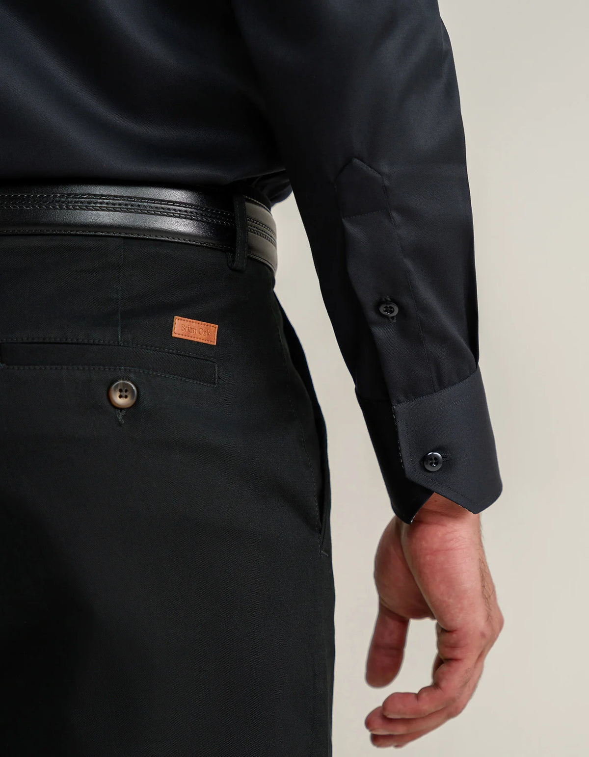 Men's Easy Care Designer Black Satin Shirt