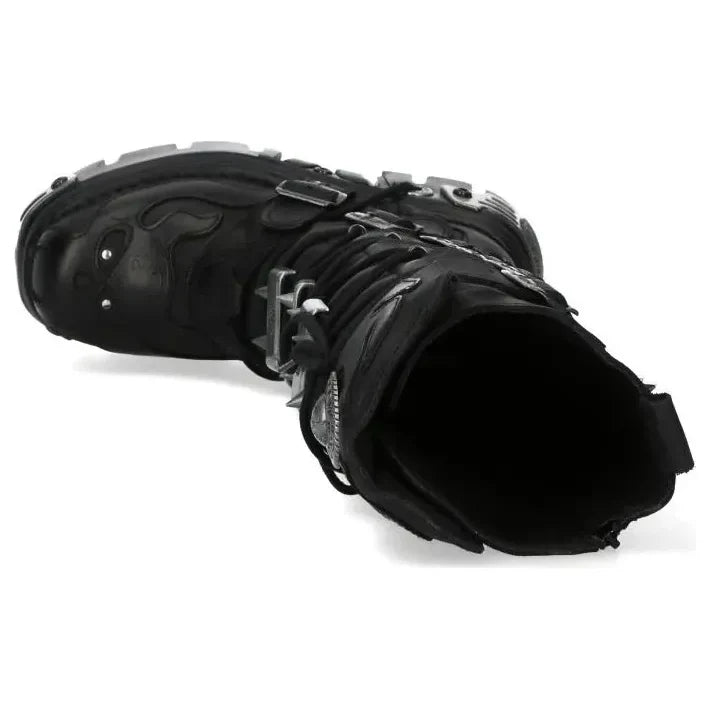 Women's New Rock M-161-C10 Knee High Black Leather Gothic Boots