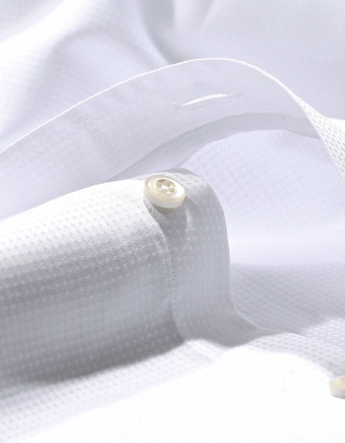 Men's White Dotted Textured Smart Fit Shirt