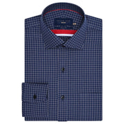 Men's Navy Formal Blend Checkered Shirt