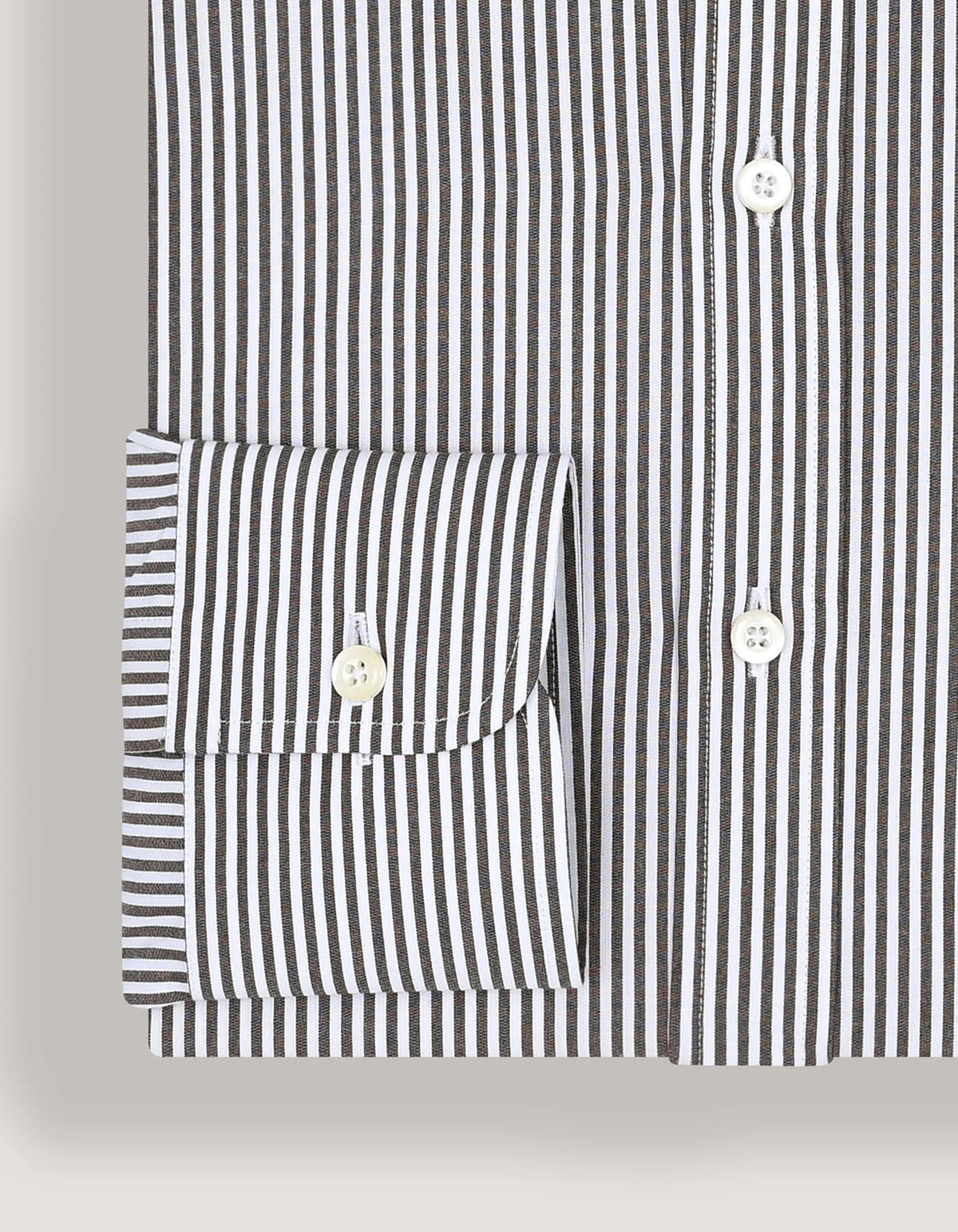 Men's Brown & White Striped Formal Shirt