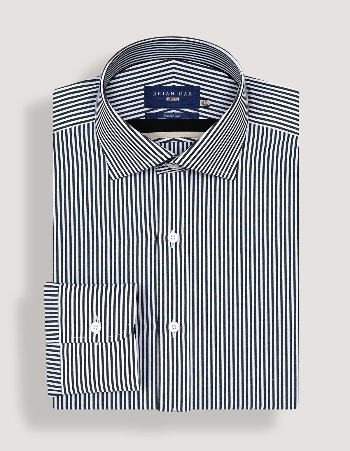 Men's Black and White Striped Formal Shirt