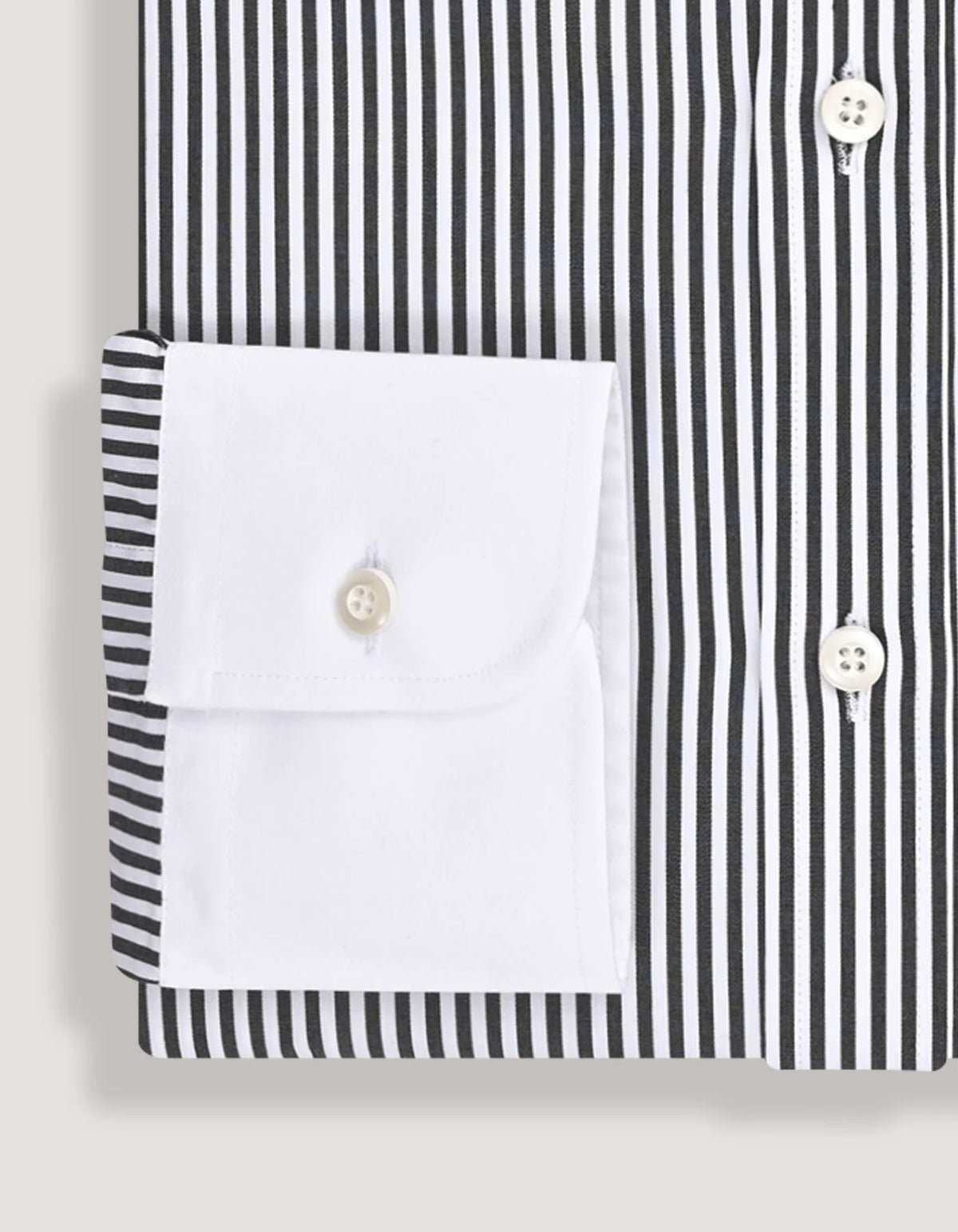 Men's White and black striped contrast collar shirt
