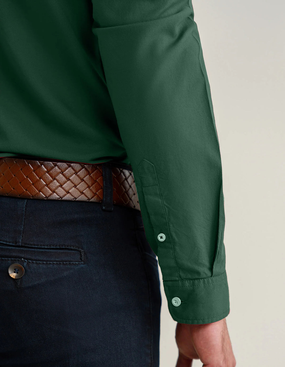 Men's Dark Green Long Sleeve Button Down Casual Shirt