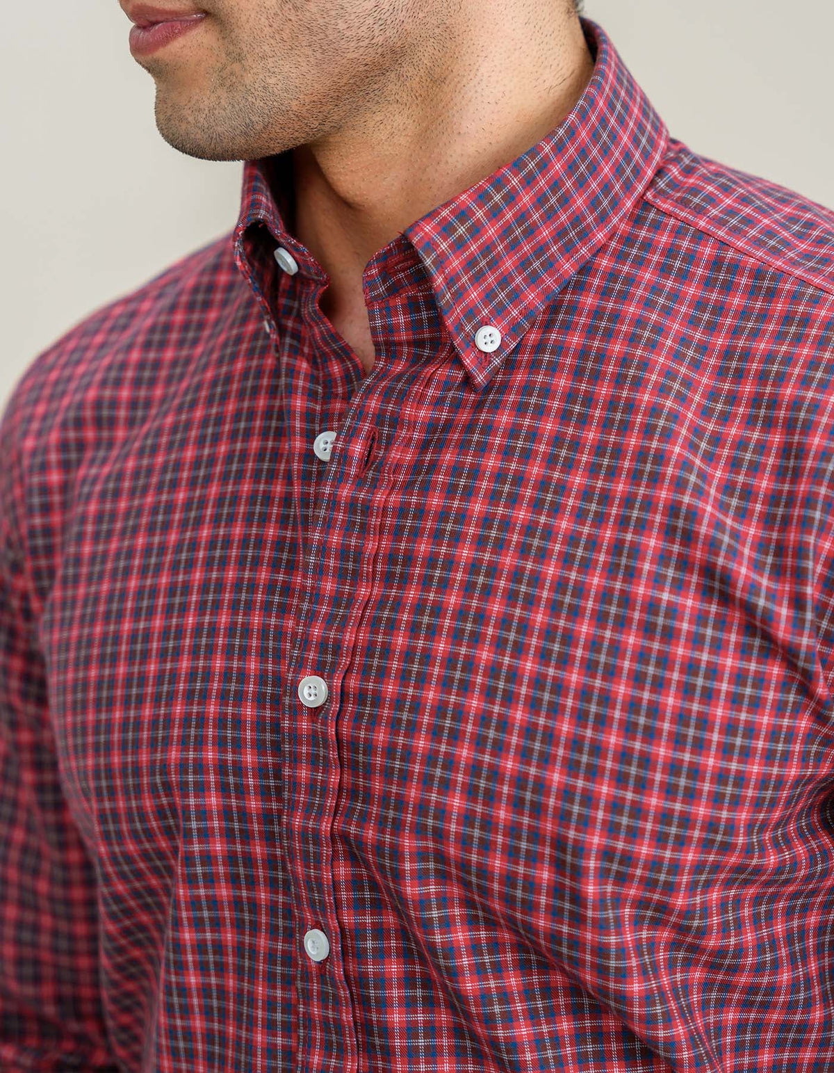 Men's Easy Care Casual Red Check Shirt