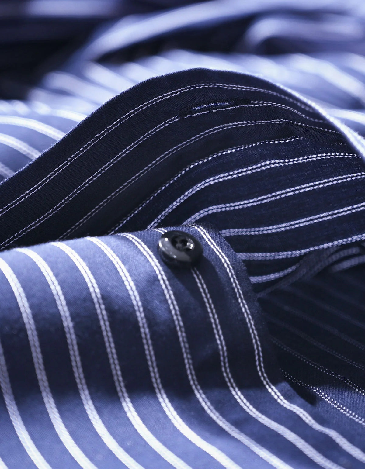 Men's Navy & White Striped Formal Shirt