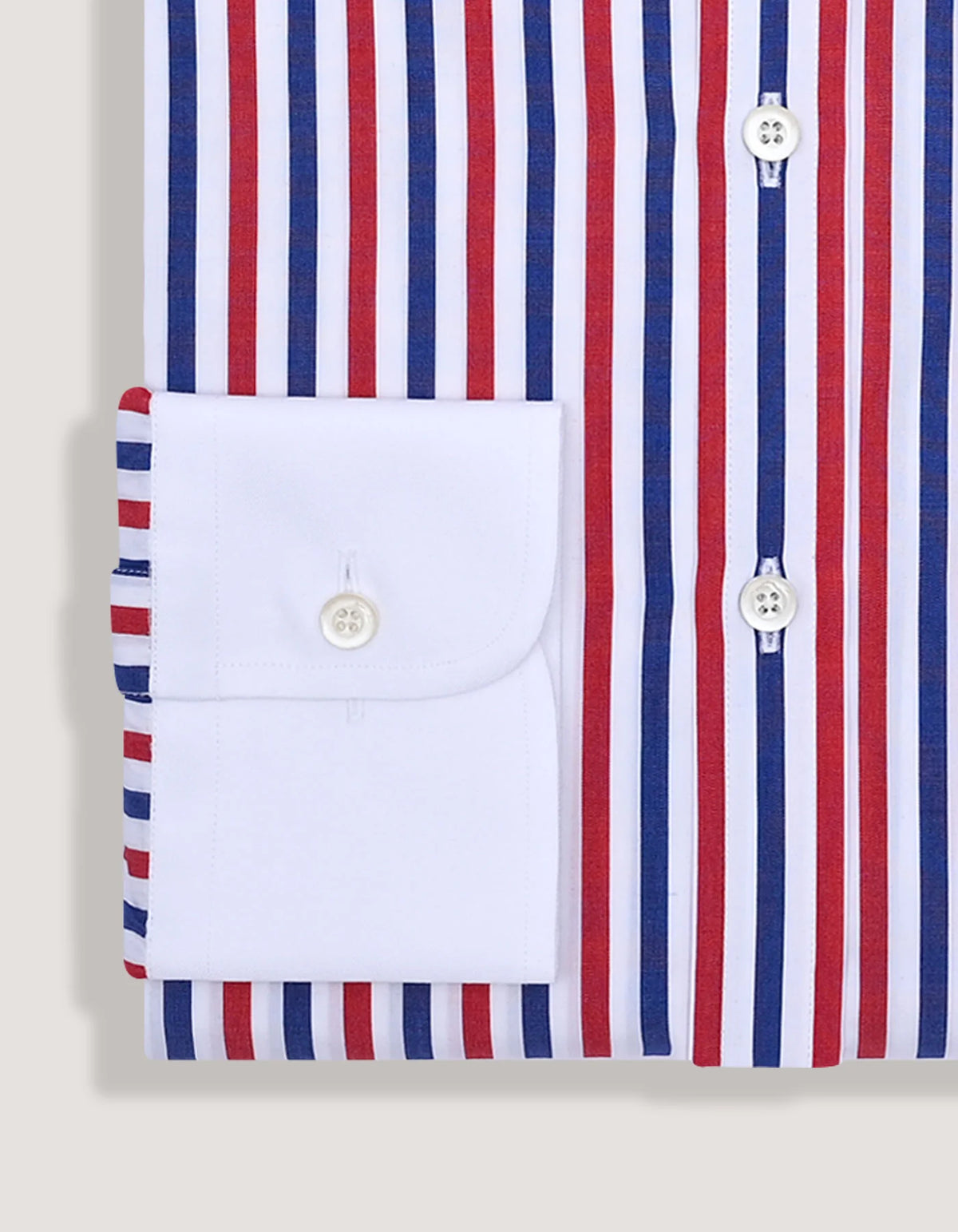 Men's River Blue & Red Striped Shirt with Contrast Collar