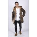 Mens Duffle 3/4 Coat Real Sheepskin Leather Jacket Toggle Classic Retro Brown - Knighthood Store