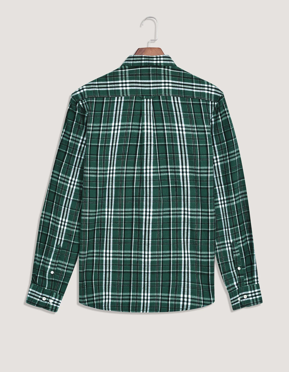 Men's Green and White Check Flannel Shirt