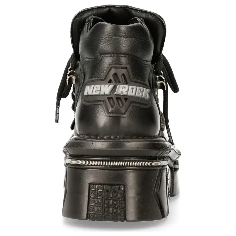 New Rock M-215-S6 Unisex Metallic Black Leather Goth Boots