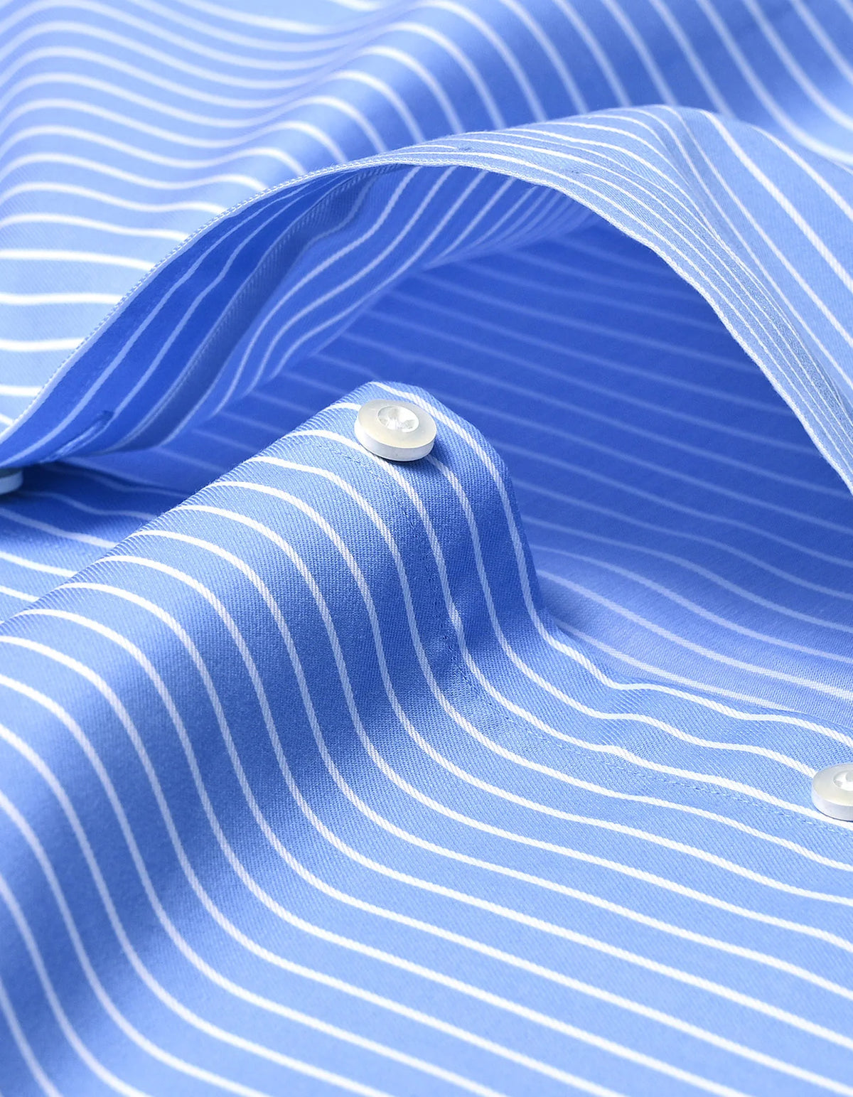 Men's Striped Sky Blue Shirt with Contrast Collar