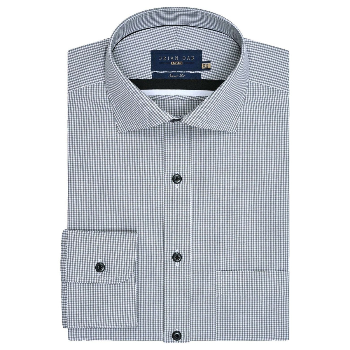 Men's Grey And White Checkered Shirt