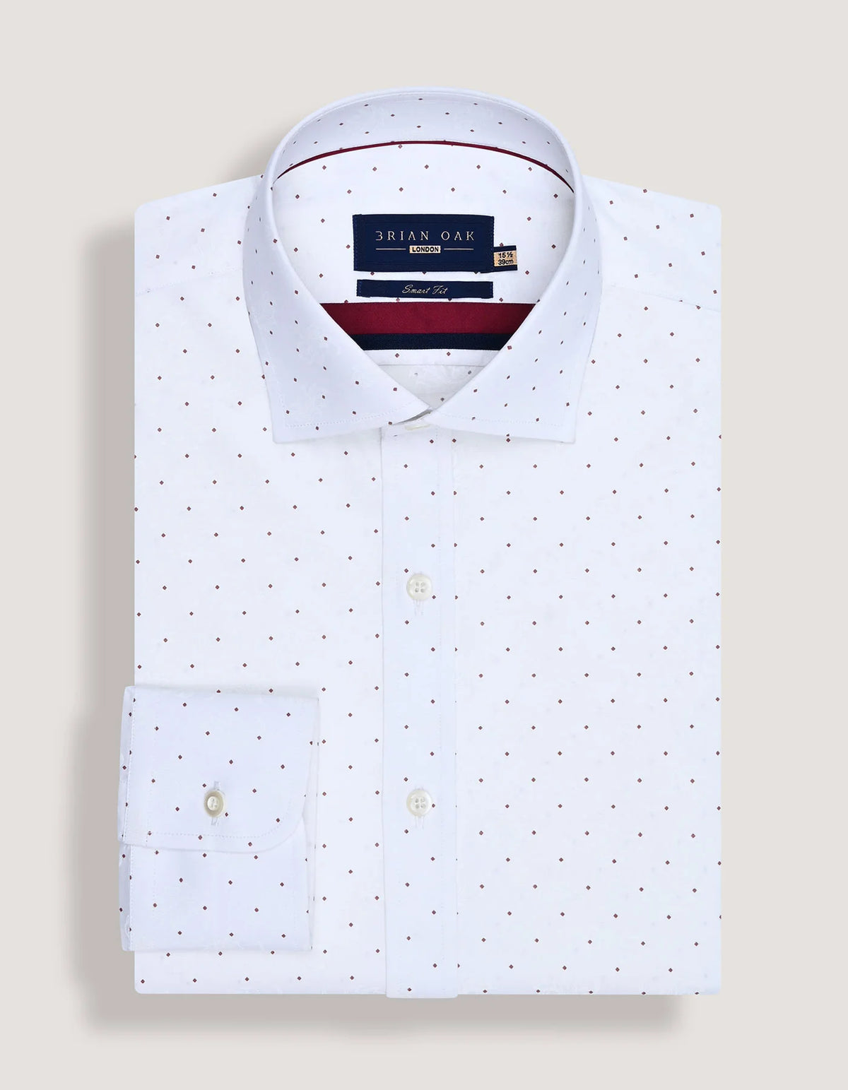 Men's White Self Paisley & Red Micro Dot Formal Shirt