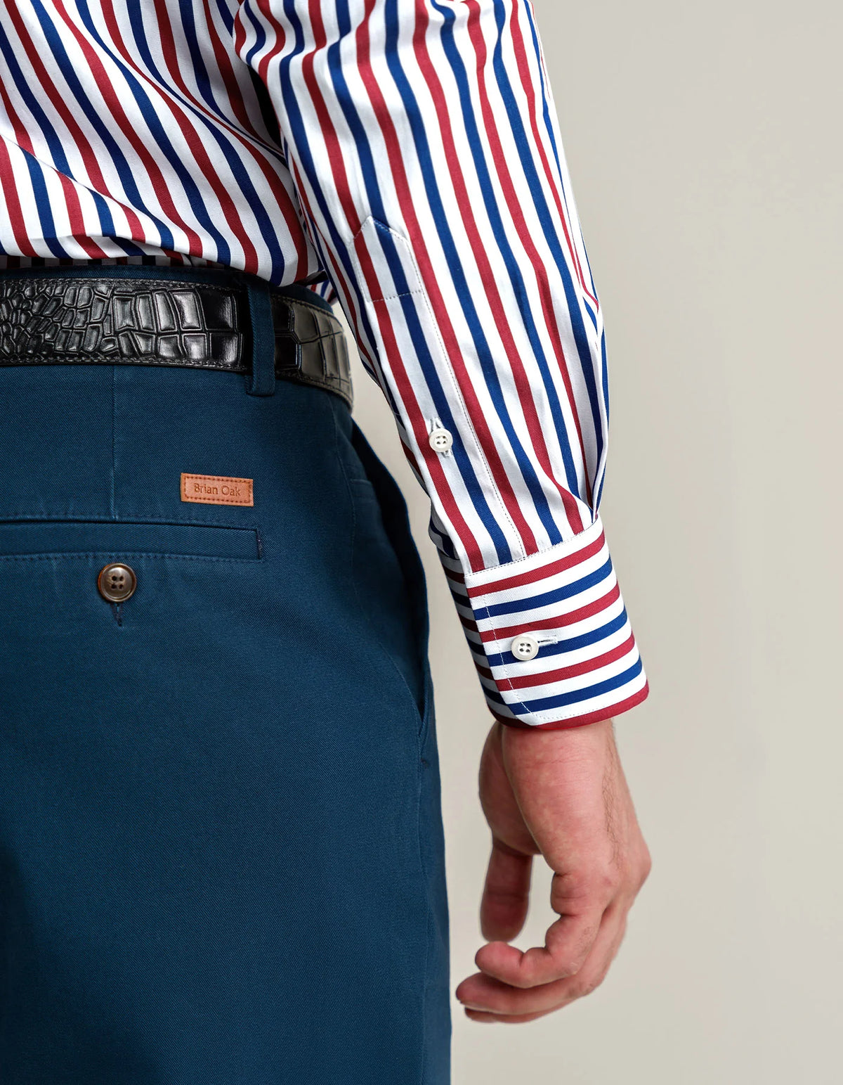 Men's Royal Blue and Red Striped Formal Shirt