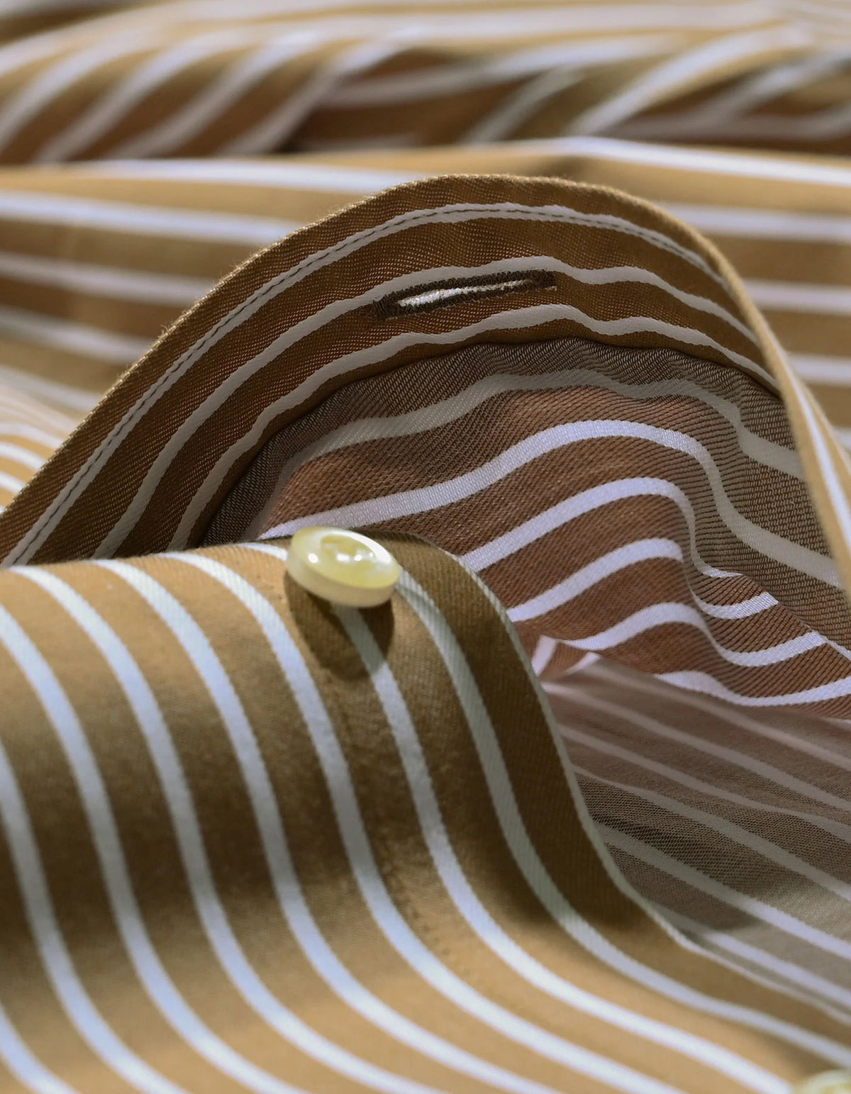 Men's Beige Striped Cotton Dress Shirt