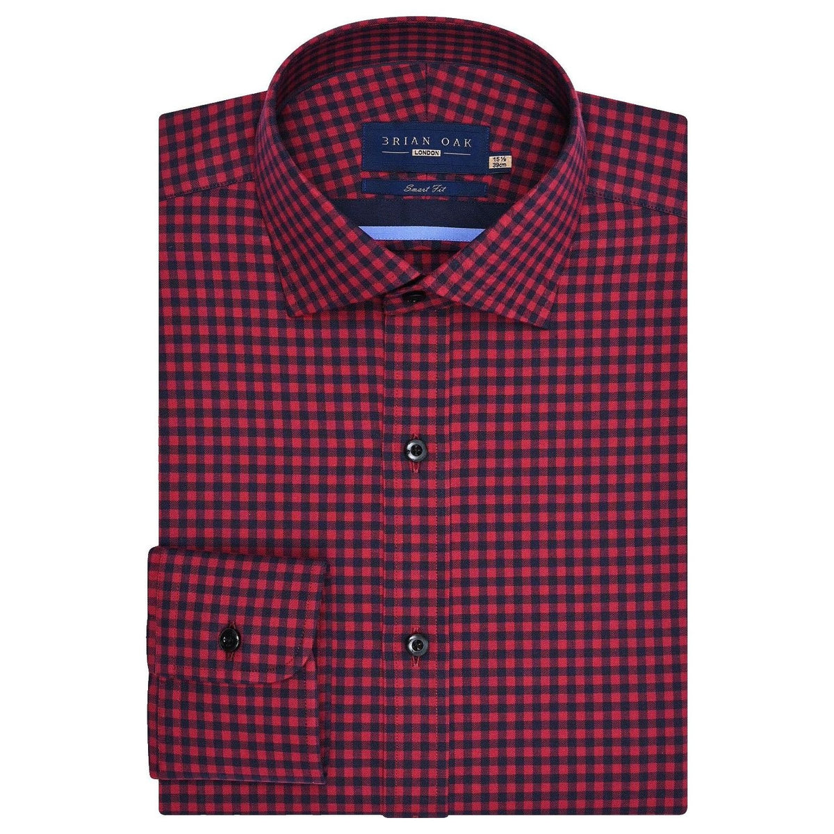 Men's Red And Navy Checkered Formal Shirt