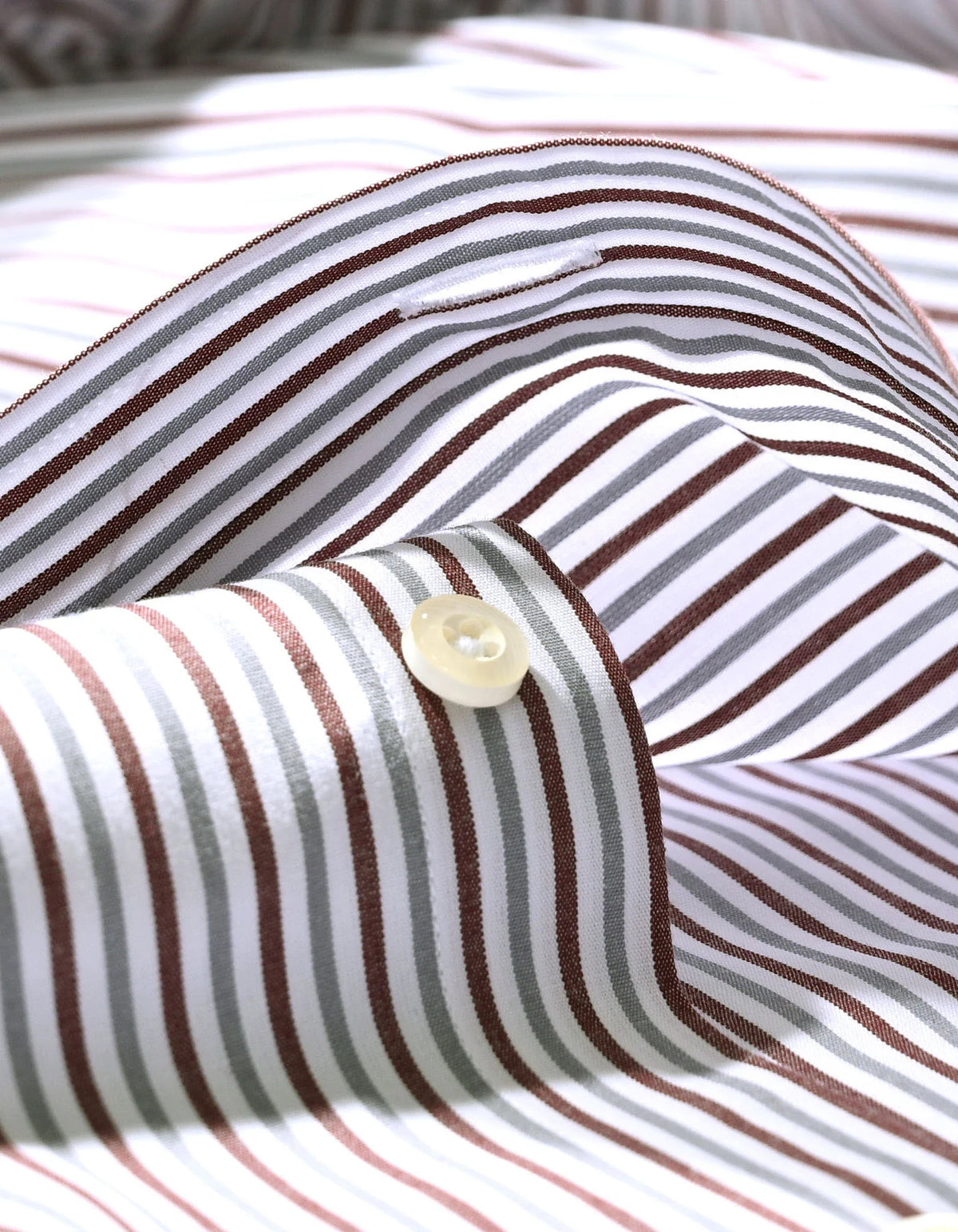 Men's Maroon and Grey Striped Formal Shirt