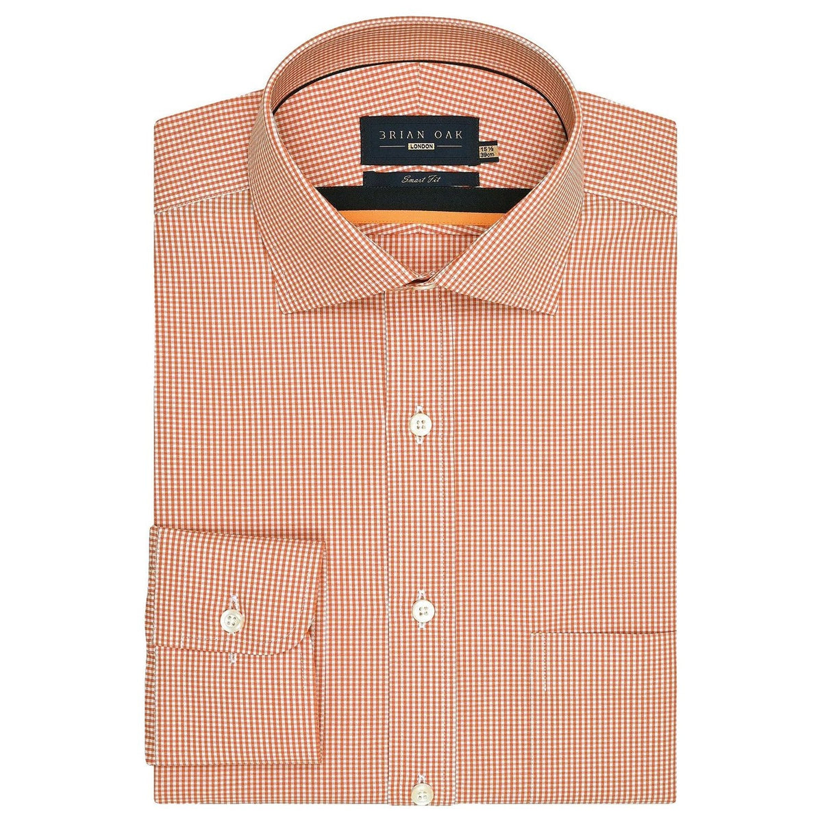 Men's Orange And White Checkered Shirt